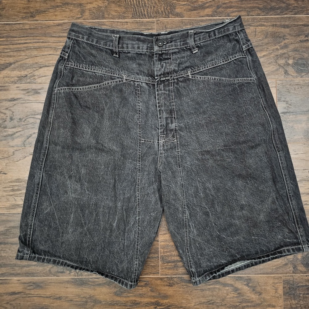 Vintage Marithe‎ Francois Girbaud Shorts 90s Black Baggy Denim Jean Y2K 36